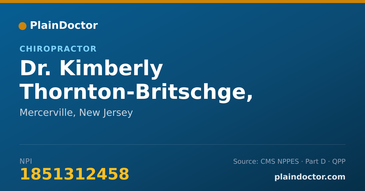 Shareable card for Kimberly Thornton-Britschge, D.C. - Chiropractor, Mercerville, NJ