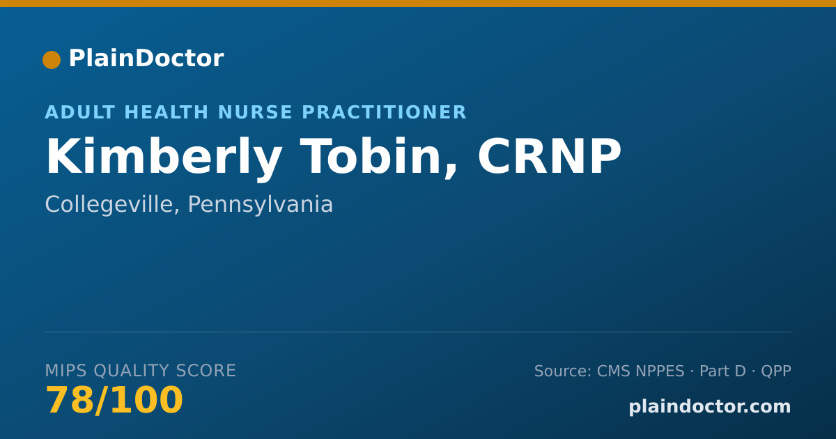 Shareable card for Kimberly Tobin, CRNP - Adult Health Nurse Practitioner, Collegeville, PA