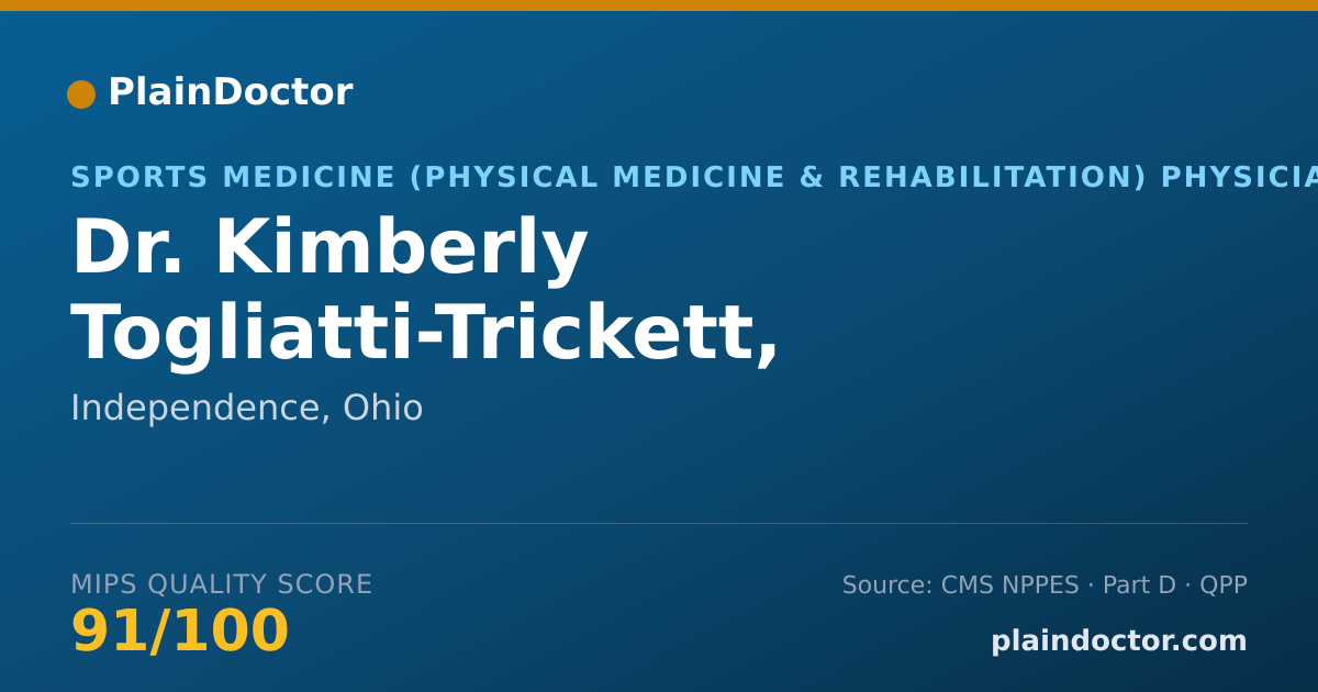 Shareable card for Kimberly Togliatti-Trickett, M.D. - Sports Medicine (Physical Medicine & Rehabilitation) Physician, Independence, OH