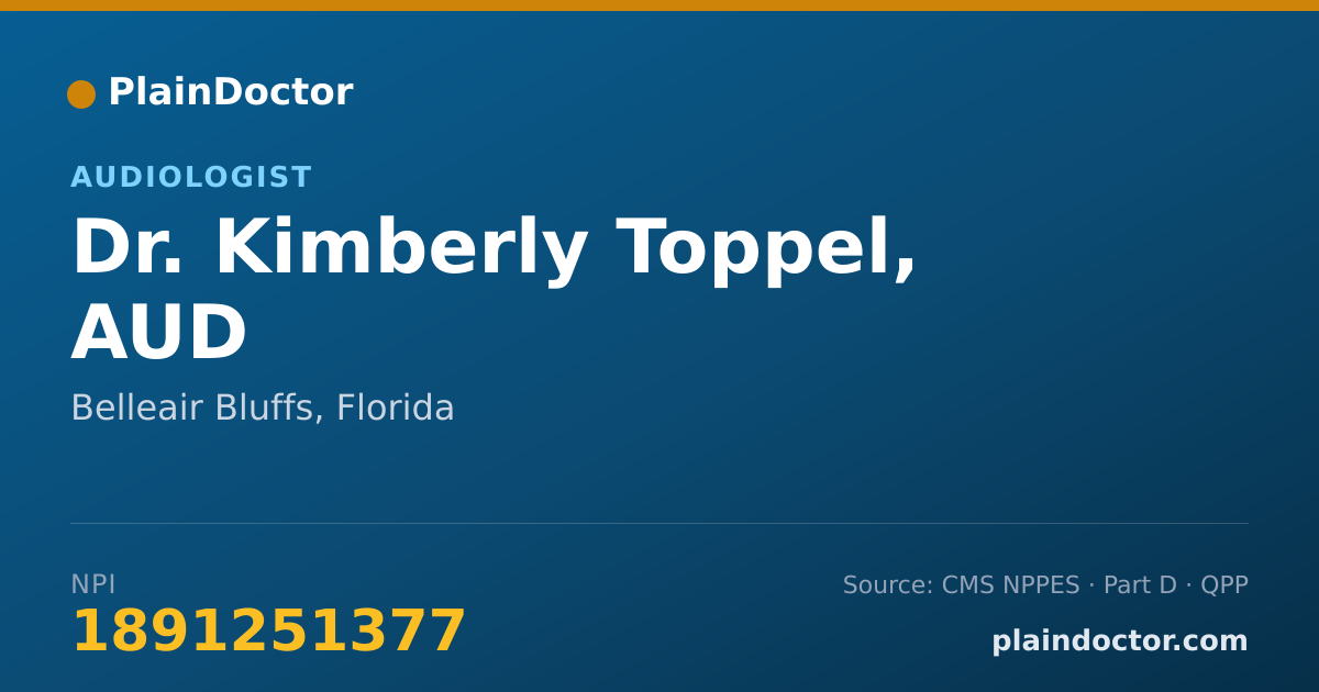 Shareable card for Kimberly Toppel, AUD - Audiologist-Hearing Aid Fitter, Belleair Bluffs, FL