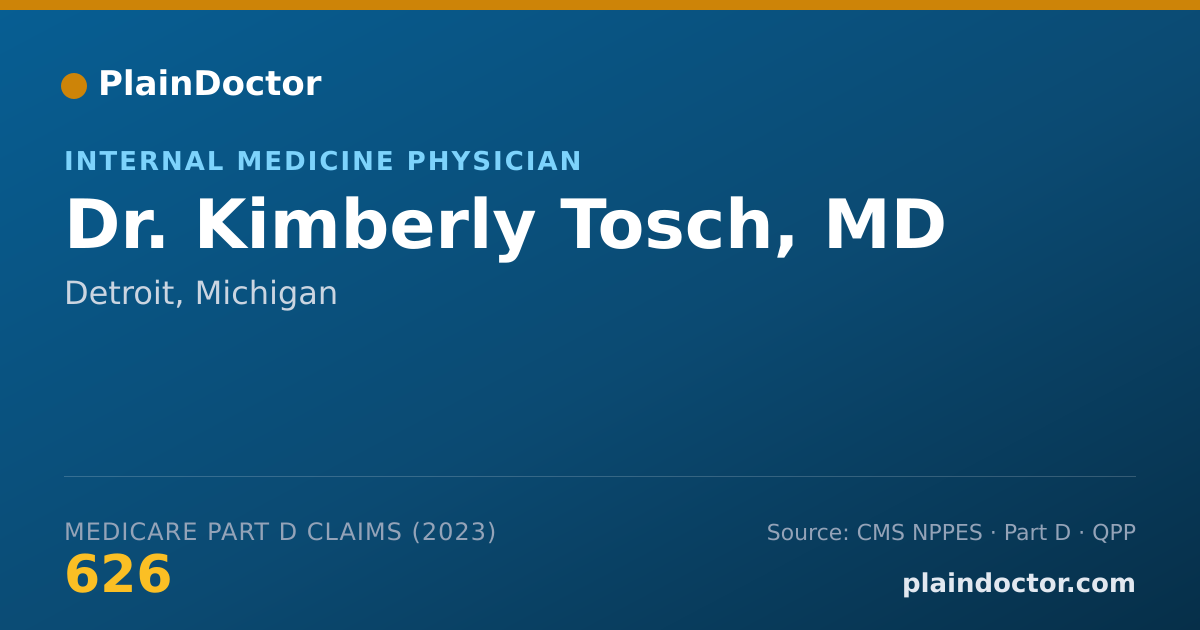 Shareable card for Kimberly Tosch, MD - Internal Medicine Physician, Detroit, MI
