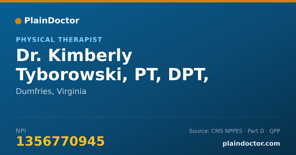 Shareable card for Kimberly Tyborowski, PT, DPT, ATC, CIDN - Athletic Trainer, Dumfries, VA