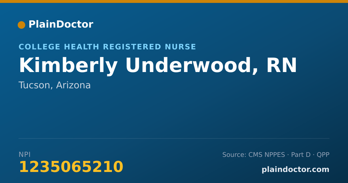 Shareable card for Kimberly Underwood, RN - College Health Registered Nurse, Tucson, AZ