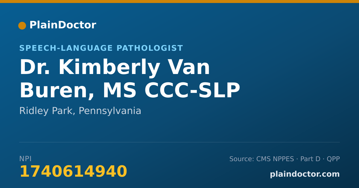 Shareable card for Kimberly Van Buren, MS CCC-SLP - Speech-Language Pathologist, Ridley Park, PA