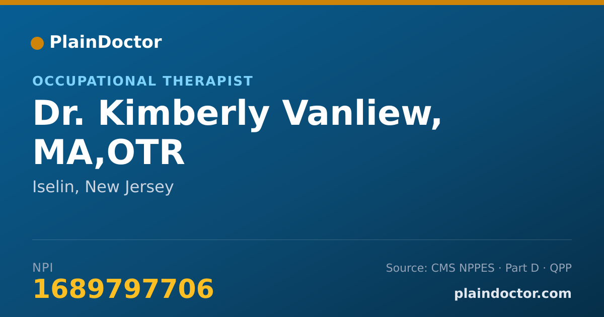 Shareable card for Kimberly Vanliew, MA,OTR - Occupational Therapist, Iselin, NJ