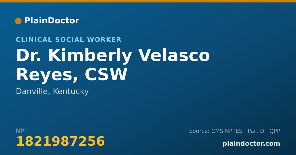Shareable card for Kimberly Velasco Reyes, CSW - Clinical Social Worker, Danville, KY