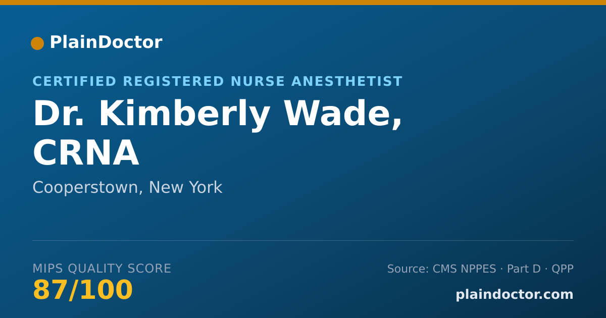Shareable card for Kimberly Wade, CRNA - Certified Registered Nurse Anesthetist, Cooperstown, NY