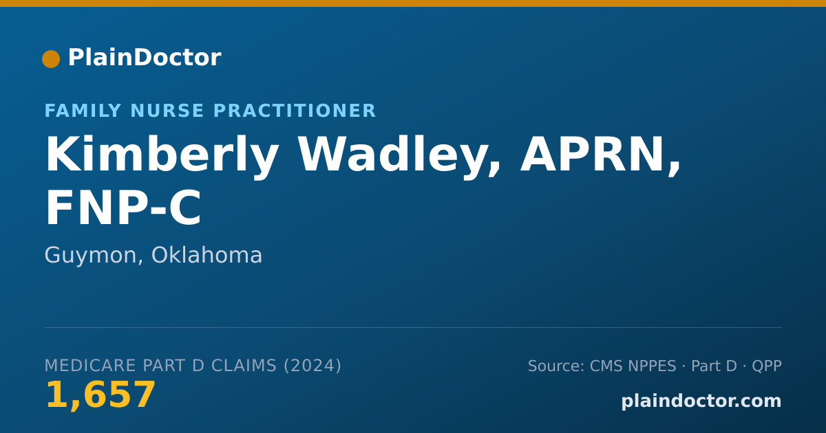 Shareable card for Kimberly Wadley, APRN, FNP-C - Family Nurse Practitioner, Guymon, OK