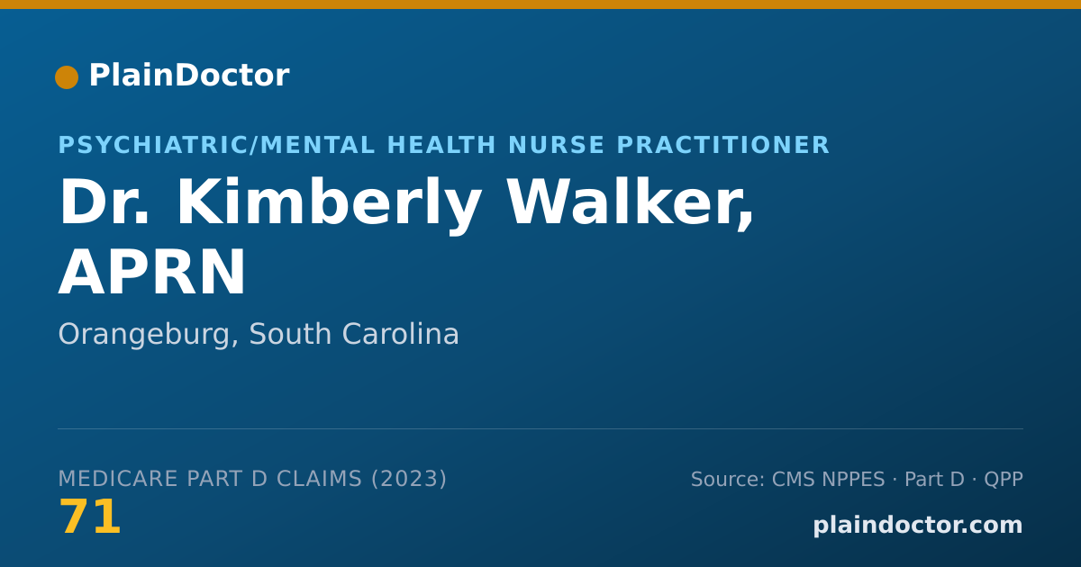 Shareable card for Kimberly Walker, APRN - Psychiatric/Mental Health Nurse Practitioner, Orangeburg, SC