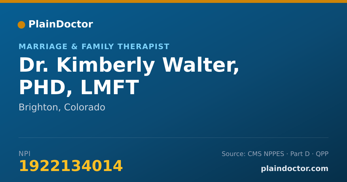 Shareable card for Kimberly Walter, PHD, LMFT - Marriage & Family Therapist, Brighton, CO