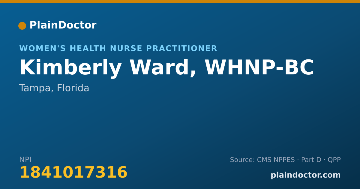 Shareable card for Kimberly Ward, WHNP-BC - Women's Health Nurse Practitioner, Tampa, FL