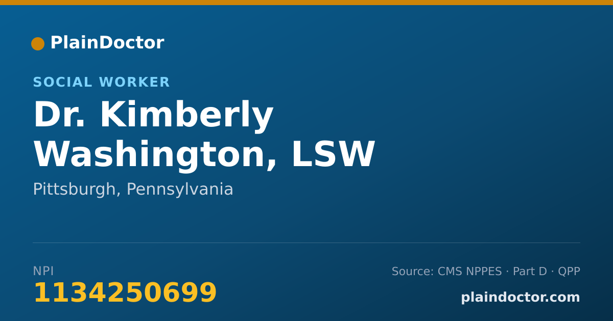 Shareable card for Kimberly Washington, LSW - Social Worker, Pittsburgh, PA