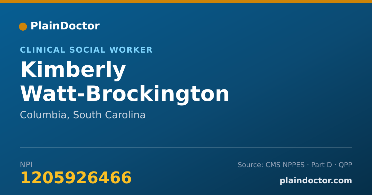 Shareable card for Kimberly Watt-Brockington - Clinical Social Worker, Columbia, SC