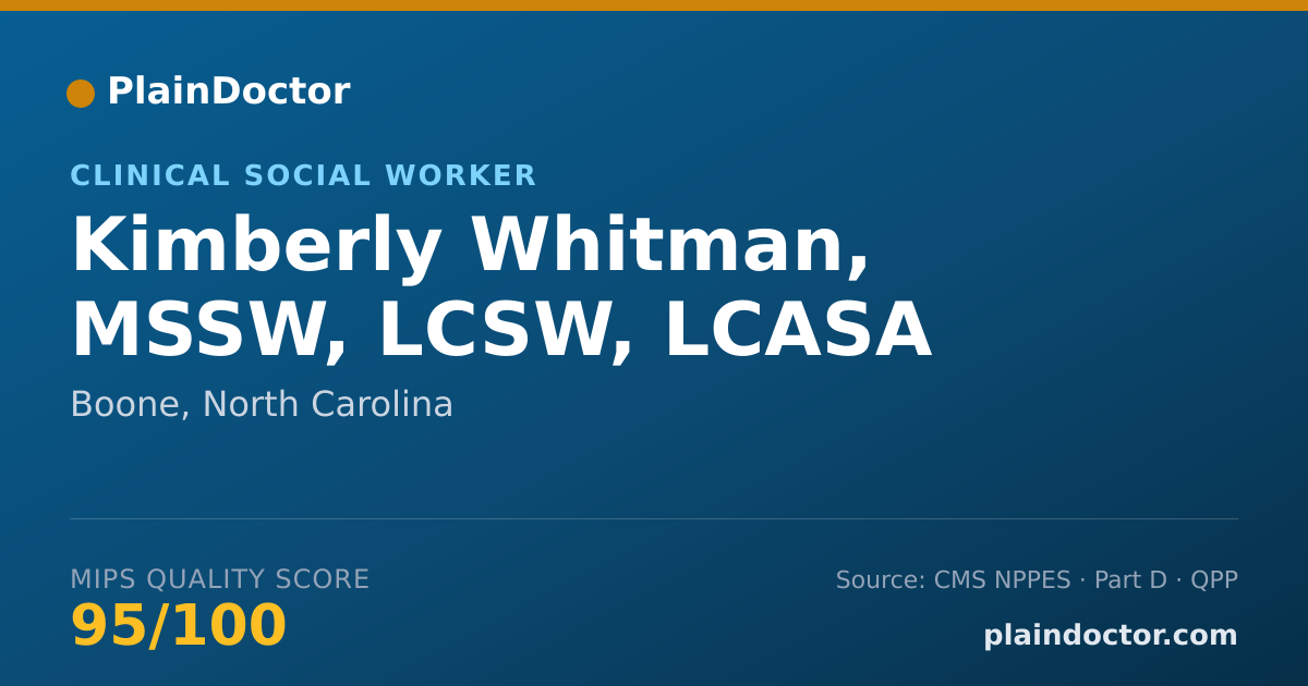 Shareable card for Kimberly Whitman, MSSW, LCSW, LCASA - Addiction (Substance Use Disorder) Counselor, Boone, NC