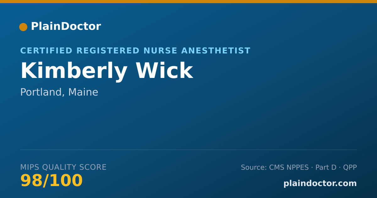 Shareable card for Kimberly Wick - Certified Registered Nurse Anesthetist, Portland, ME