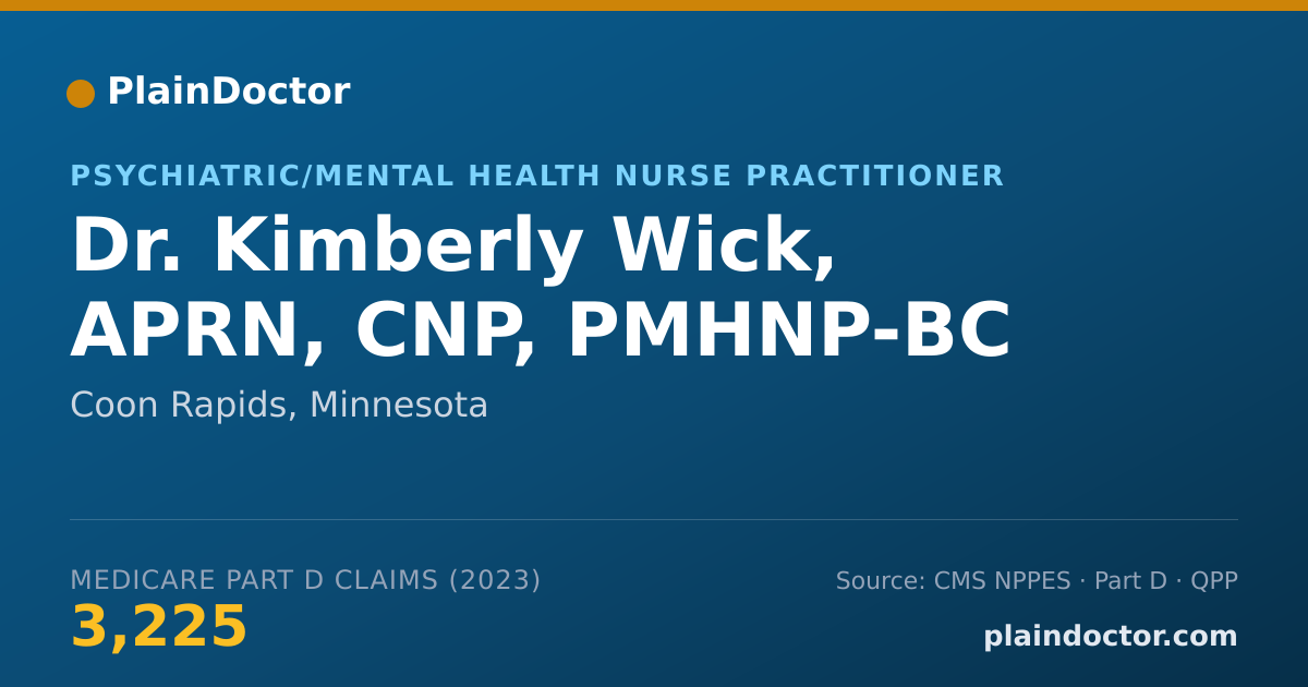 Shareable card for Kimberly Wick, APRN, CNP, PMHNP-BC - Psychiatric/Mental Health Nurse Practitioner, Coon Rapids, MN