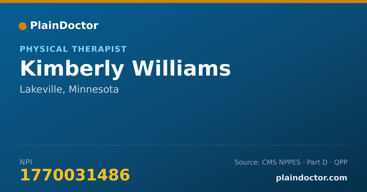 Shareable card for Kimberly Williams - Physical Therapist, Lakeville, MN