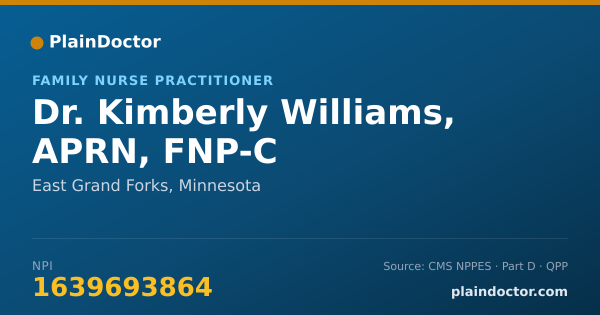 Shareable card for Kimberly Williams, APRN, FNP-C - Family Nurse Practitioner, East Grand Forks, MN
