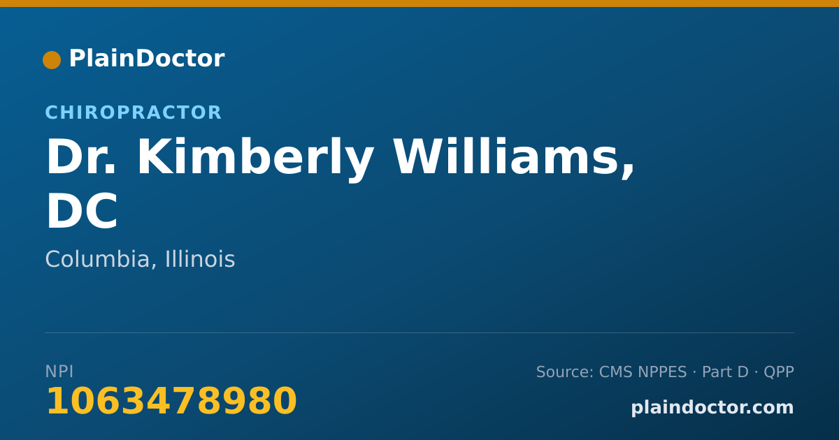 Shareable card for Kimberly Williams, DC - Chiropractor, Columbia, IL