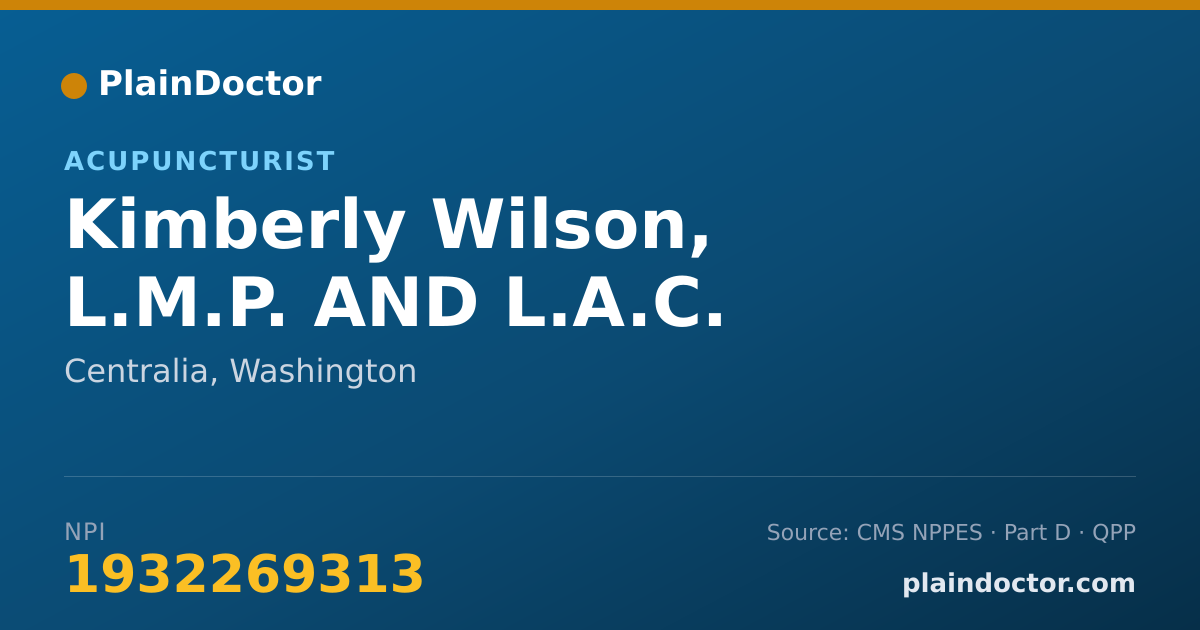 Shareable card for Kimberly Wilson, L.M.P. AND L.A.C. - Massage Therapist, Centralia, WA
