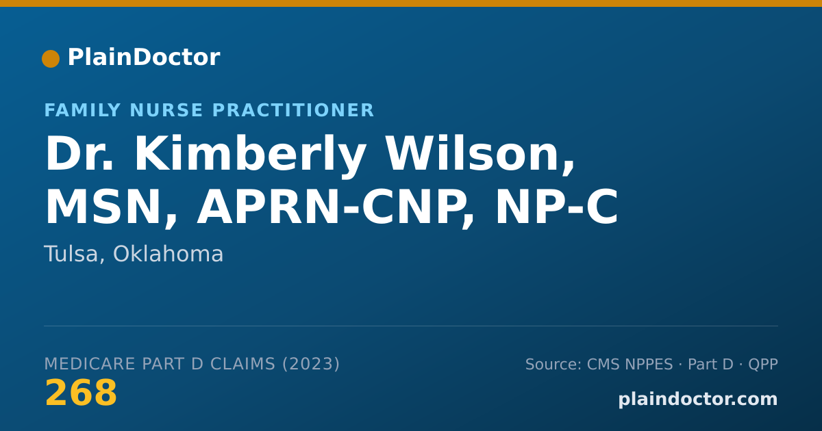 Shareable card for Kimberly Wilson, MSN, APRN-CNP, NP-C - Family Nurse Practitioner, Tulsa, OK