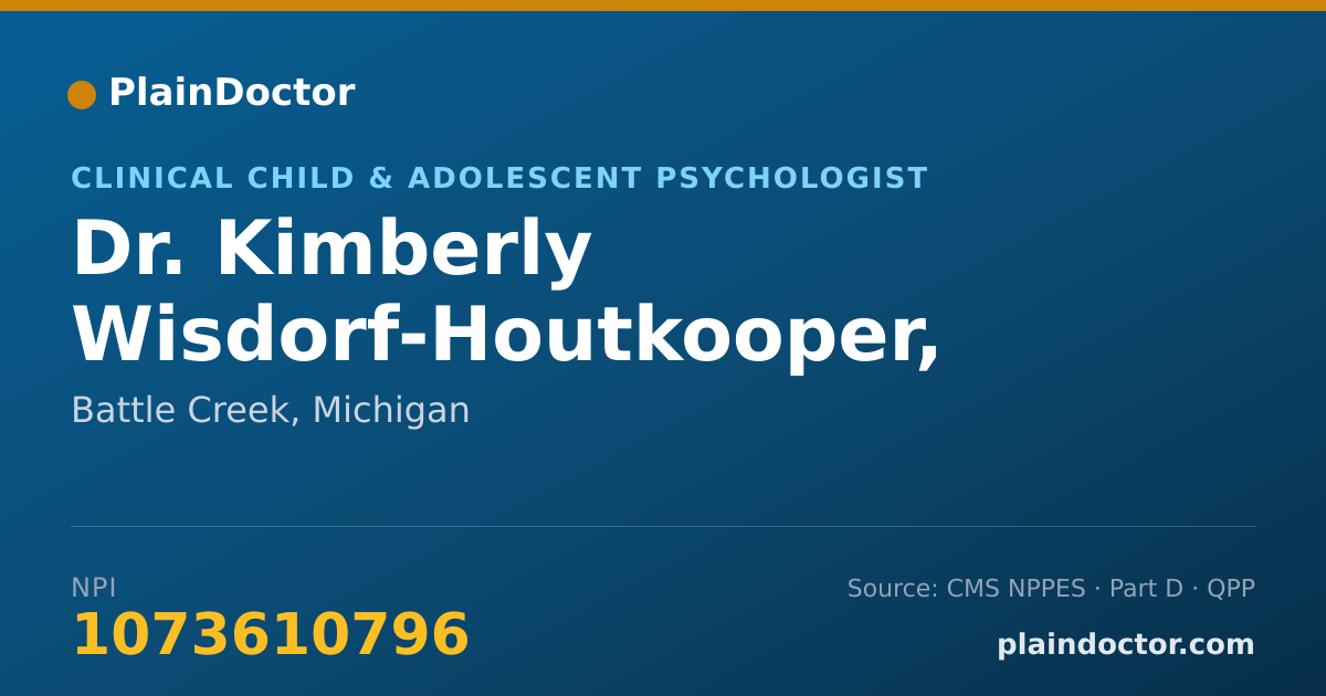 Shareable card for Kimberly Wisdorf-Houtkooper, PH.D. - Clinical Child & Adolescent Psychologist, Battle Creek, MI