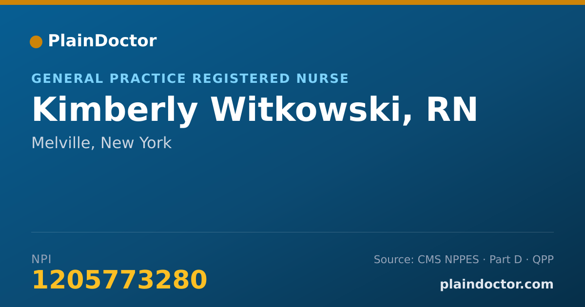 Shareable card for Kimberly Witkowski, RN - General Practice Registered Nurse, Melville, NY