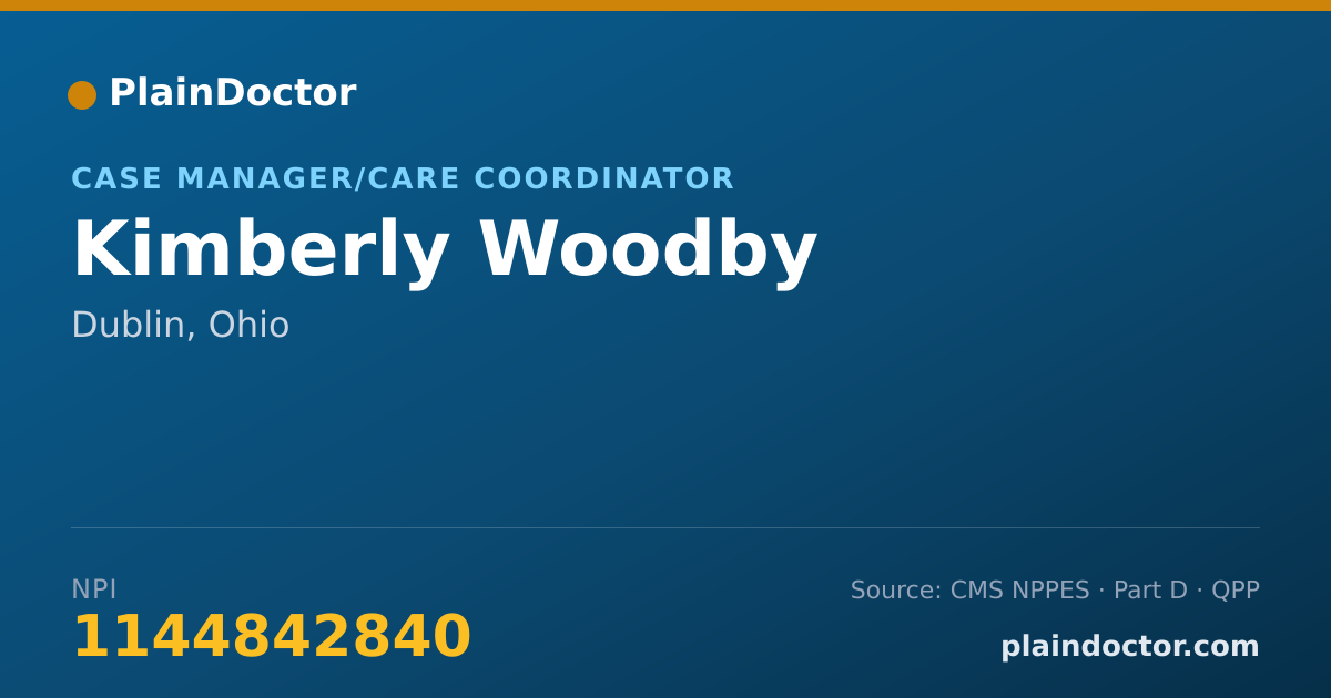 Shareable card for Kimberly Woodby - Case Manager/Care Coordinator, Dublin, OH