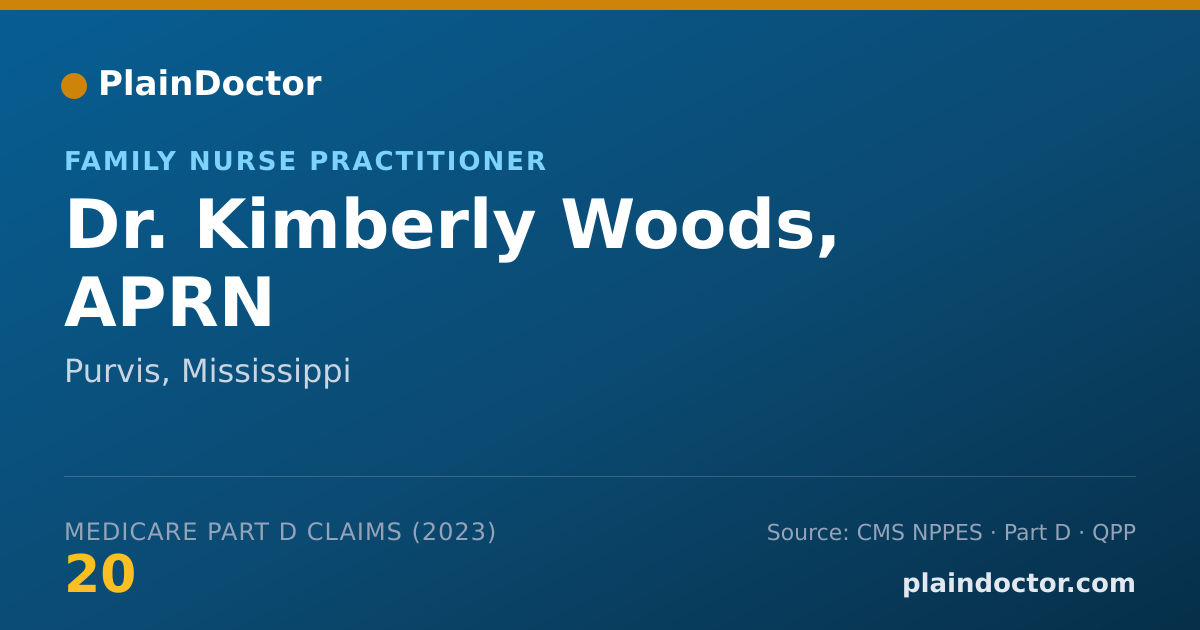 Shareable card for Kimberly Woods, APRN - Family Nurse Practitioner, Purvis, MS