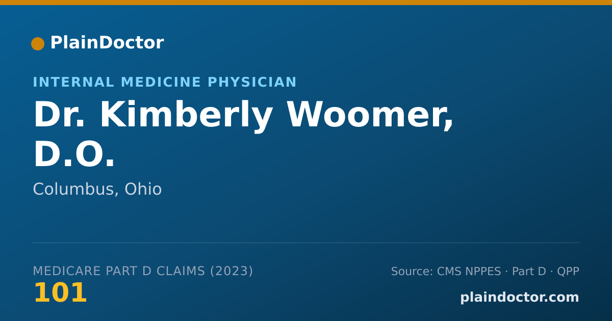 Shareable card for Kimberly Woomer, D.O. - Internal Medicine Physician, Columbus, OH