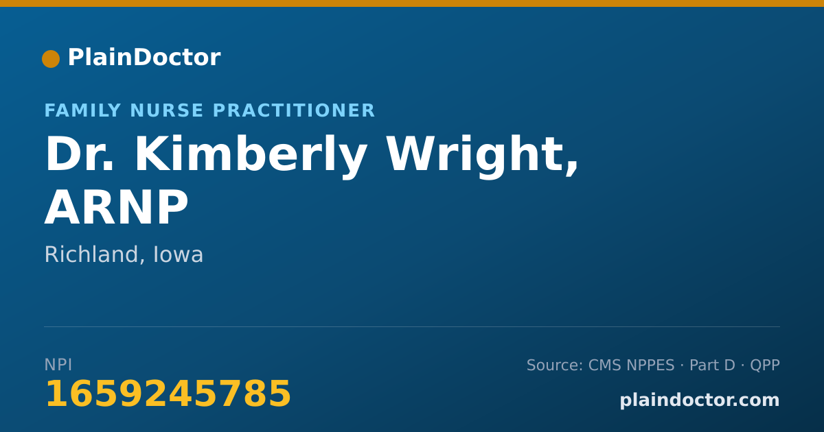 Shareable card for Kimberly Wright, ARNP - Family Nurse Practitioner, Richland, IA