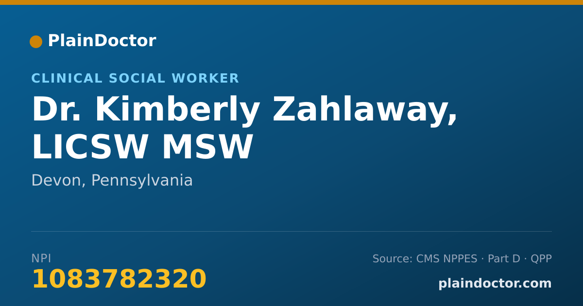 Shareable card for Kimberly Zahlaway, LICSW MSW - Clinical Social Worker, Devon, PA