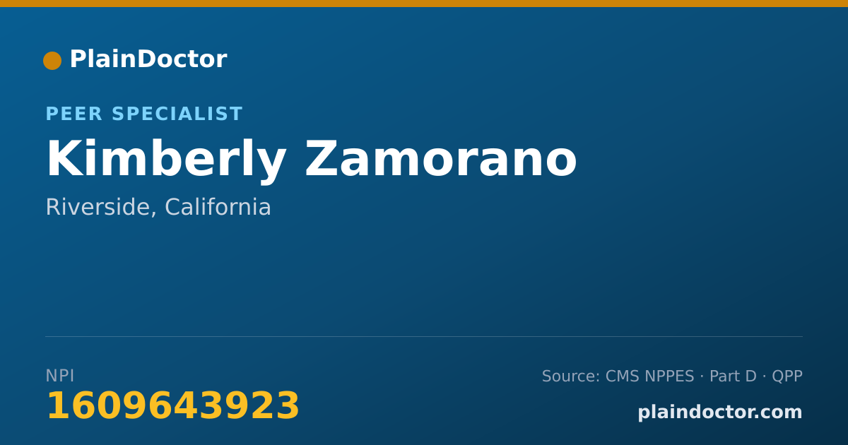 Shareable card for Kimberly Zamorano - Peer Specialist, Riverside, CA