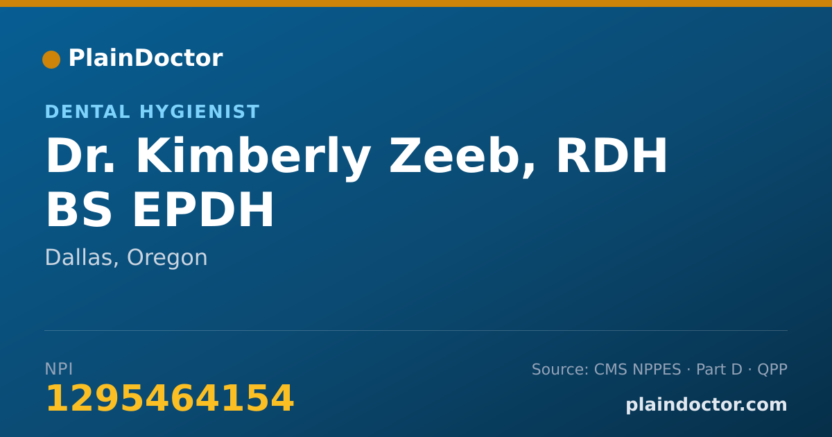 Shareable card for Kimberly Zeeb, RDH BS EPDH - Dental Hygienist, Dallas, OR