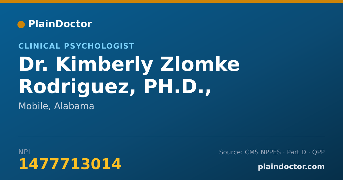 Shareable card for Kimberly Zlomke Rodriguez, PH.D., BCBA-D - Clinical Psychologist, Mobile, AL