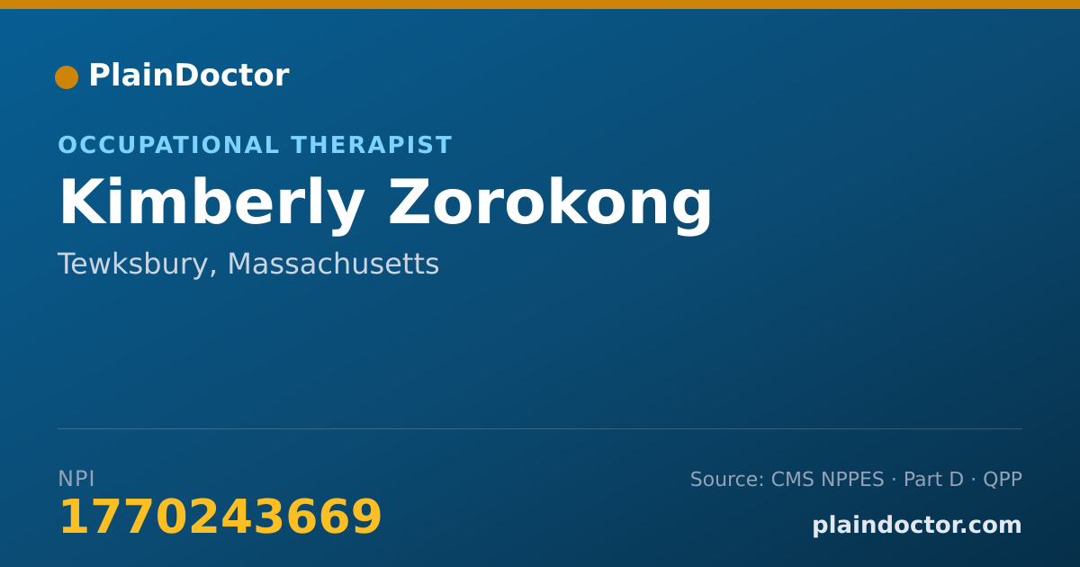 Shareable card for Kimberly Zorokong - Occupational Therapist, Tewksbury, MA