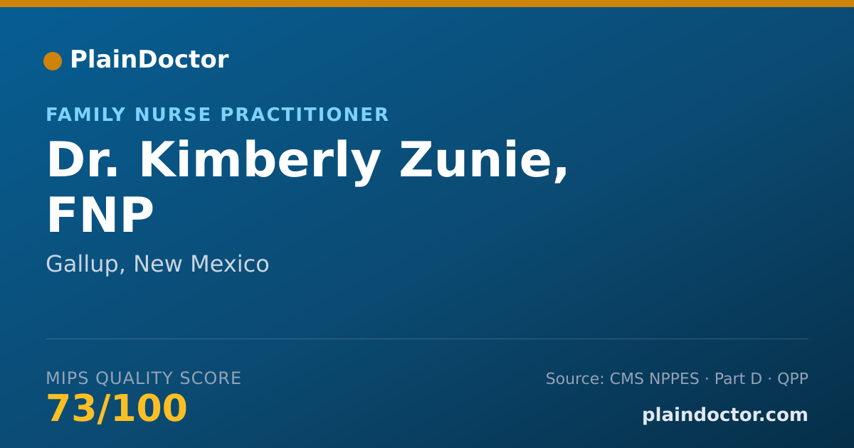 Shareable card for Kimberly Zunie, FNP - Family Nurse Practitioner, Gallup, NM