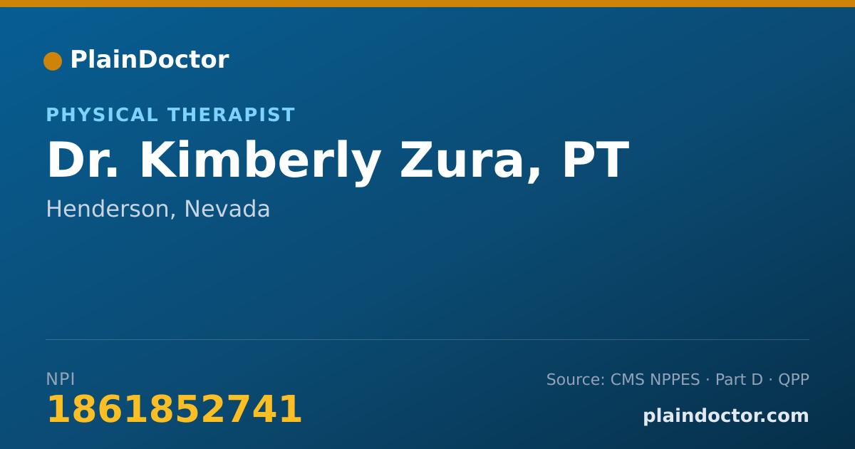 Shareable card for Kimberly Zura, PT - Physical Therapist, Henderson, NV
