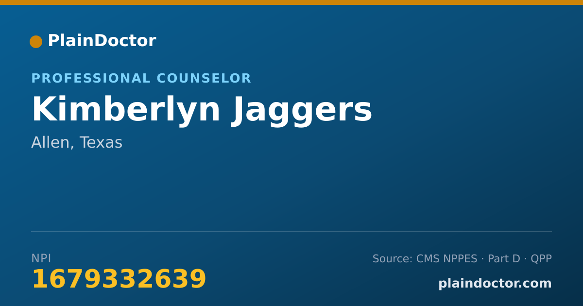 Shareable card for Kimberlyn Jaggers - Professional Counselor, Allen, TX