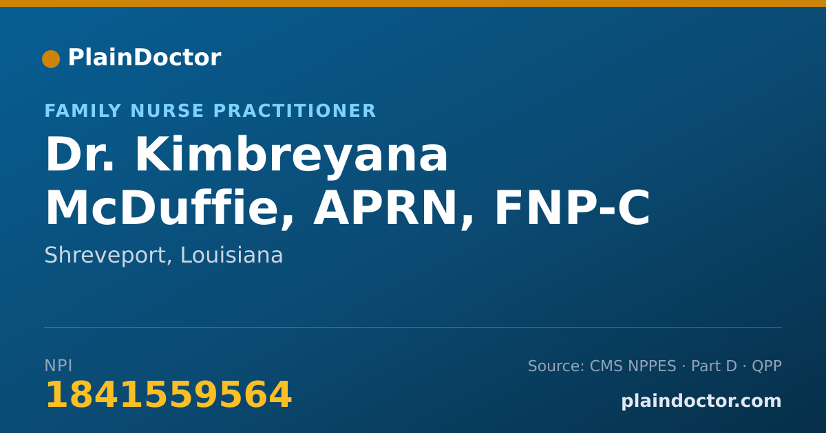 Shareable card for Kimbreyana McDuffie, APRN, FNP-C - Family Nurse Practitioner, Shreveport, LA