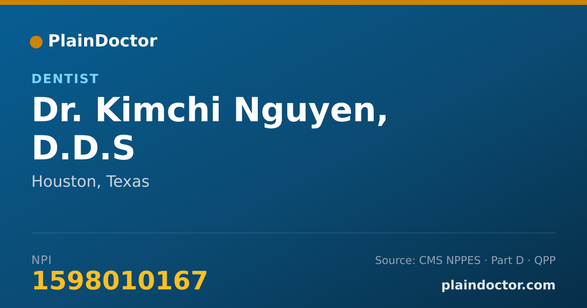 Shareable card for Kimchi Nguyen, D.D.S - Dentist, Houston, TX