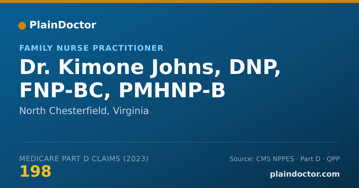 Shareable card for Kimone Johns, DNP, FNP-BC, PMHNP-B - Family Nurse Practitioner, North Chesterfield, VA