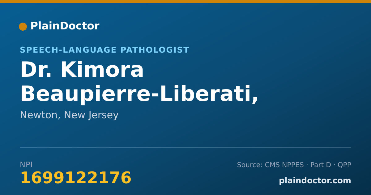 Shareable card for Kimora Beaupierre-Liberati, M.S., CCC-SLP - Speech-Language Pathologist, Newton, NJ