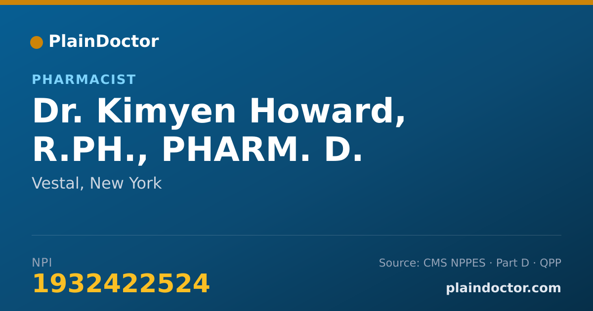 Shareable card for Kimyen Howard, R.PH., PHARM. D. - Pharmacist, Vestal, NY