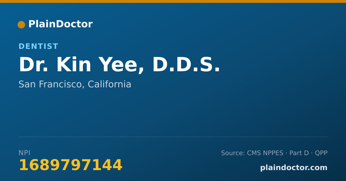 Shareable card for Kin Yee, D.D.S. - Dentist, San Francisco, CA