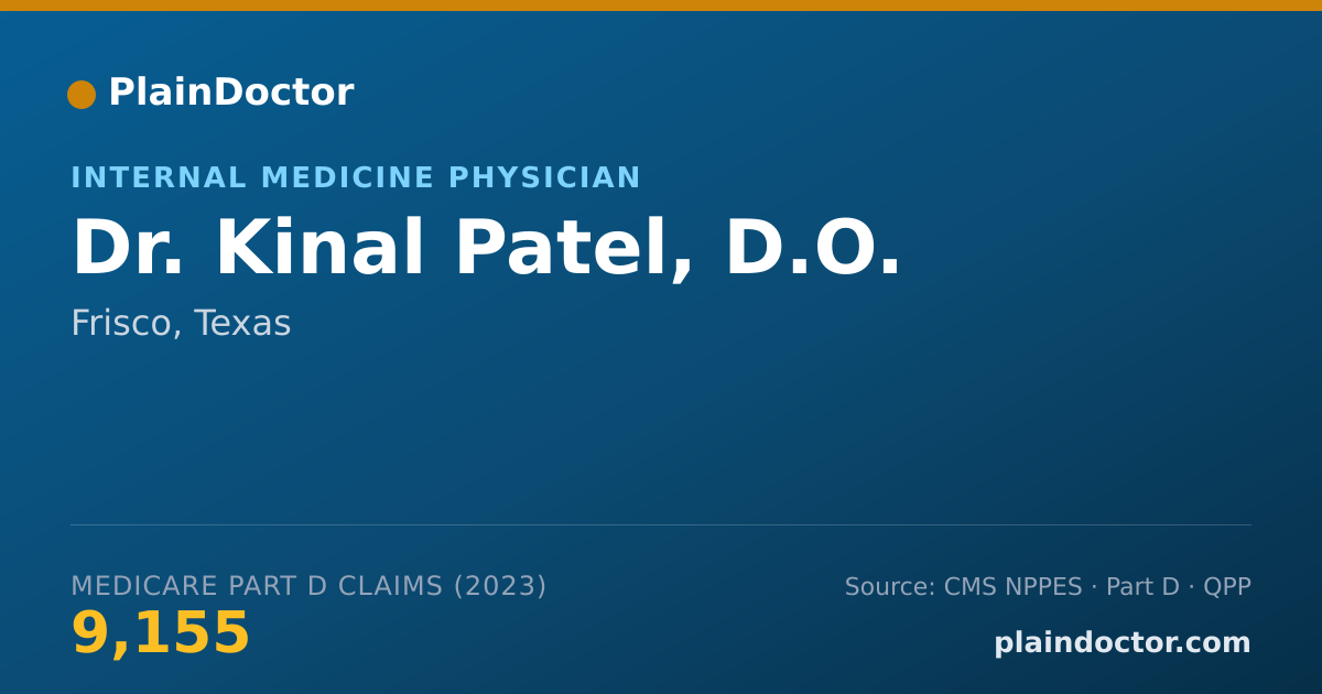Shareable card for Kinal Patel, D.O. - Internal Medicine Physician, Frisco, TX