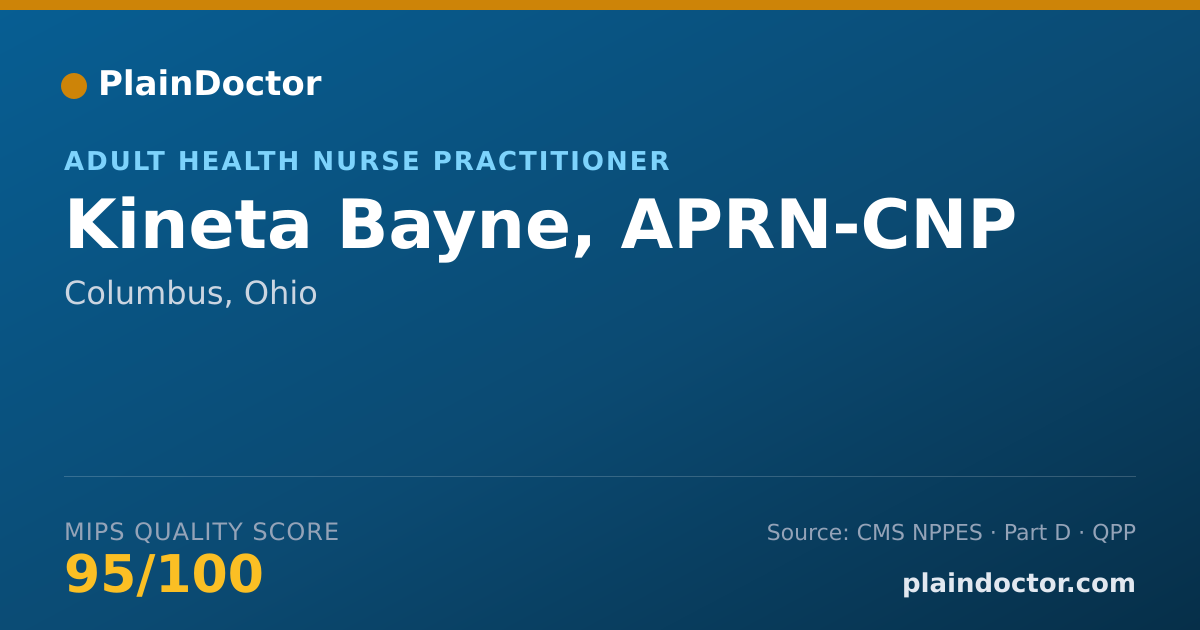Shareable card for Kineta Bayne, APRN-CNP - Adult Health Nurse Practitioner, Columbus, OH