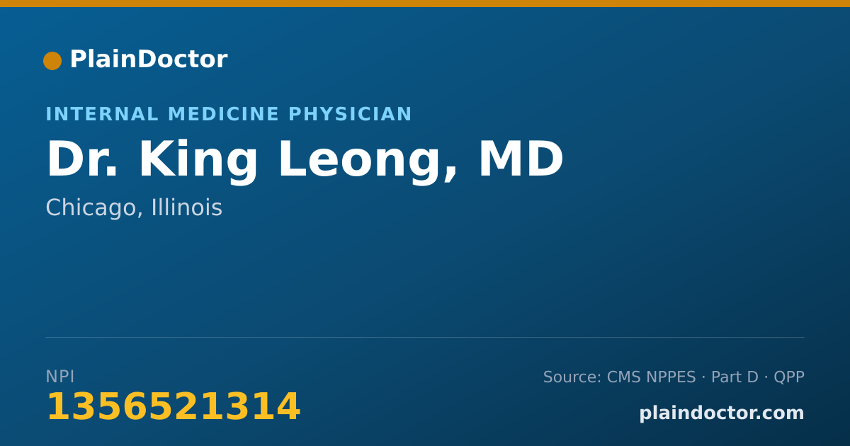 Shareable card for King Leong, MD - Internal Medicine Physician, Chicago, IL