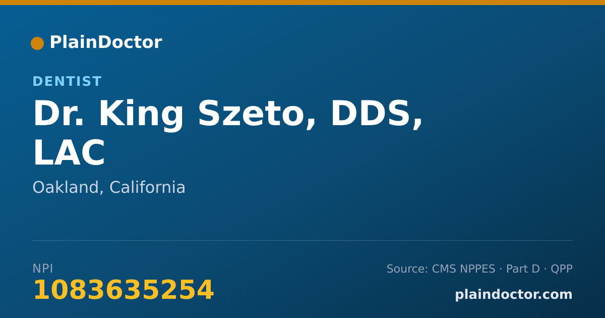 Shareable card for King Szeto, DDS, LAC - Dentist, Oakland, CA