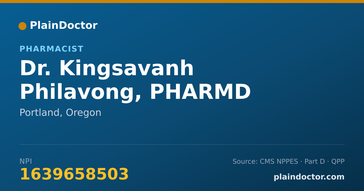 Shareable card for Kingsavanh Philavong, PHARMD - Pharmacist, Portland, OR